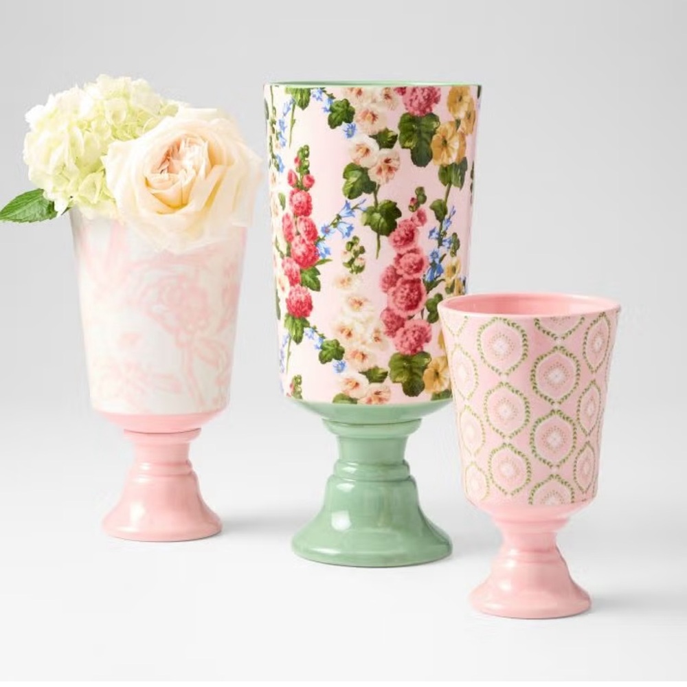 Bundle of 2 MARK & GRAHAM SANDERSON Ceramic Vase & TISSUE BOX PINK